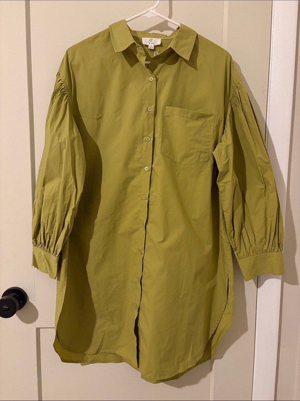 Women’s P Cill Olive Green Casual Button-Down Shirt Dress - Relaxed Tunic Style
